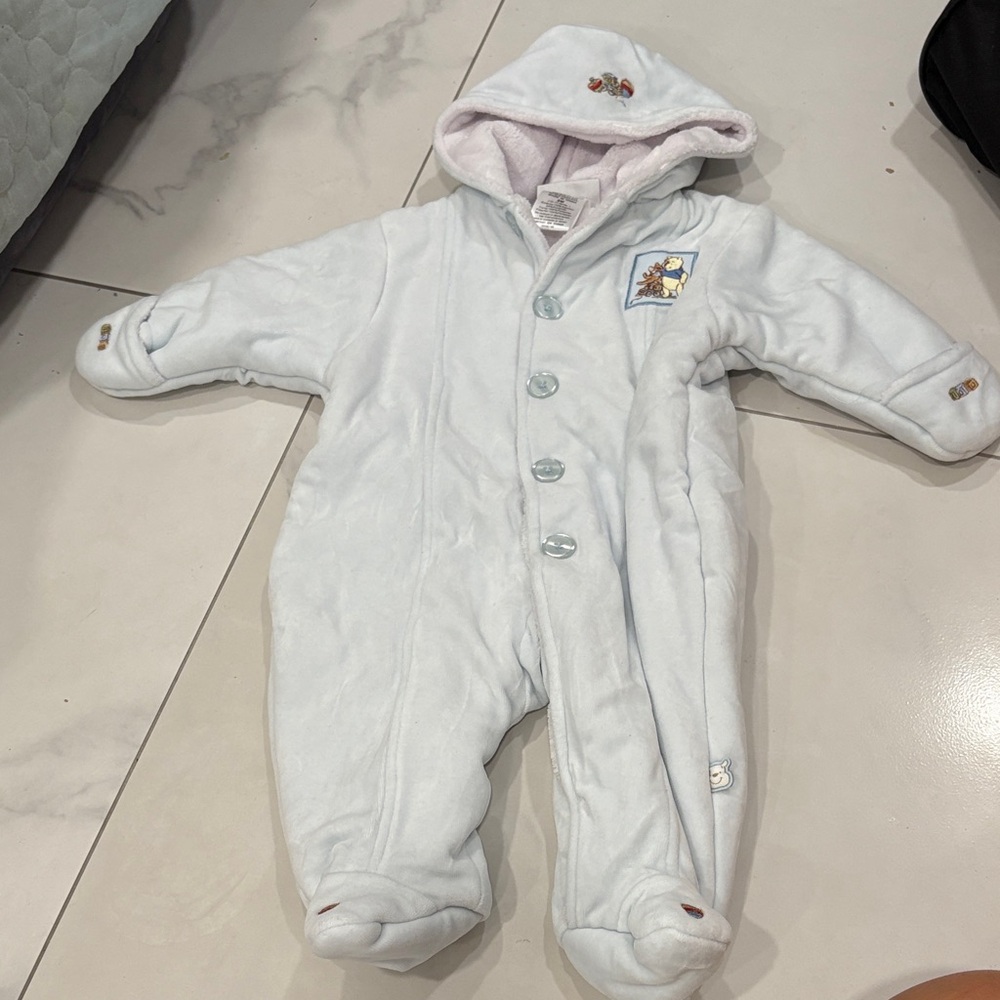 Soft White Hooded Baby Footie